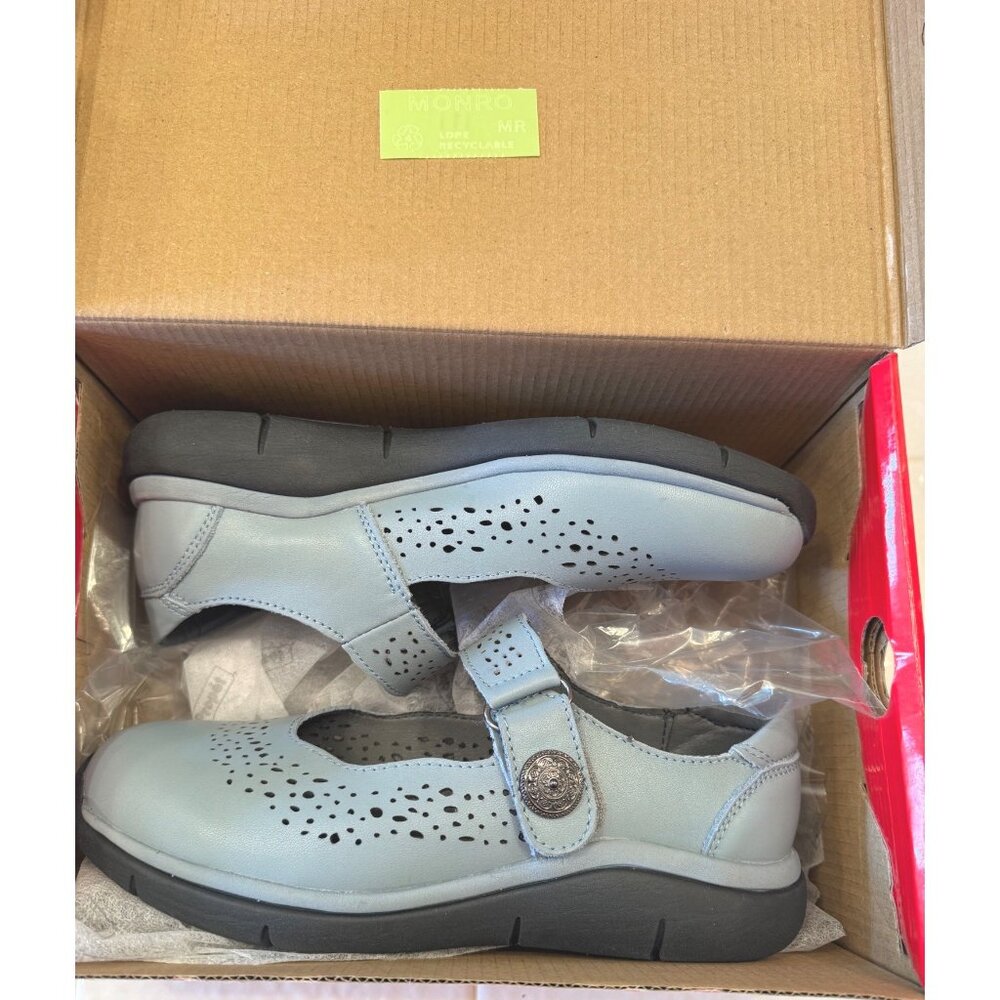 Propet Selena Denim Size 6 Mary Jane Flat Shoes NWB $99 Adjustable Orthotic Arch